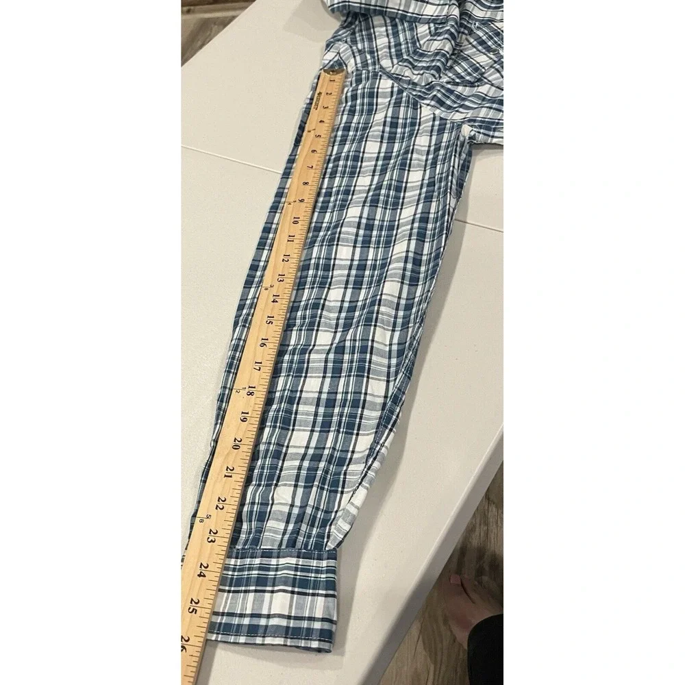 Levi's Shirt Mens XL Western Pearl Snap Blue Plaid Long Sleeve‎ Cotton Cowboy